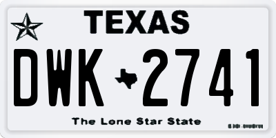 TX license plate DWK2741