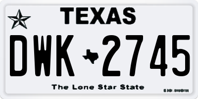 TX license plate DWK2745