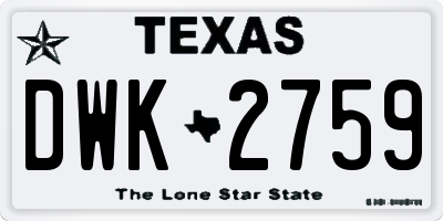 TX license plate DWK2759
