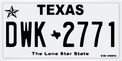 TX license plate DWK2771
