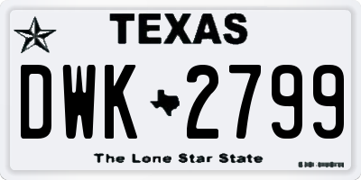 TX license plate DWK2799