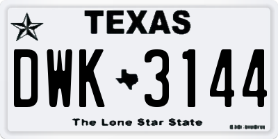 TX license plate DWK3144