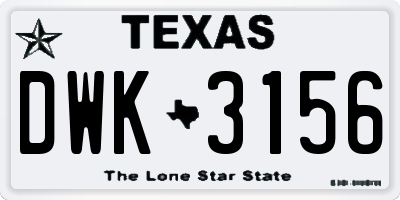 TX license plate DWK3156