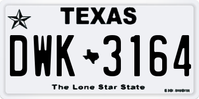 TX license plate DWK3164