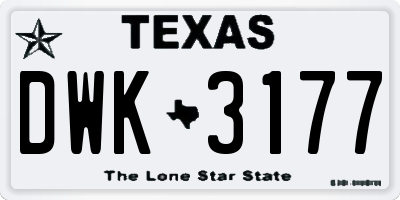 TX license plate DWK3177