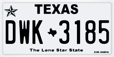 TX license plate DWK3185