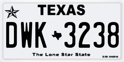 TX license plate DWK3238