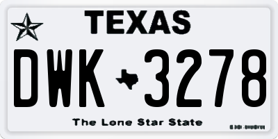 TX license plate DWK3278
