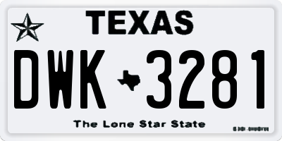 TX license plate DWK3281