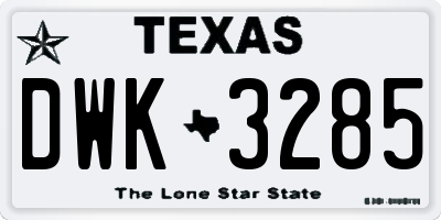 TX license plate DWK3285