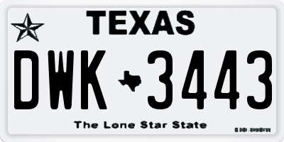 TX license plate DWK3443
