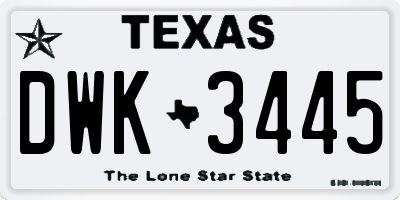 TX license plate DWK3445