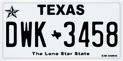 TX license plate DWK3458