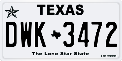 TX license plate DWK3472