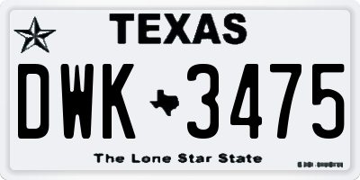 TX license plate DWK3475
