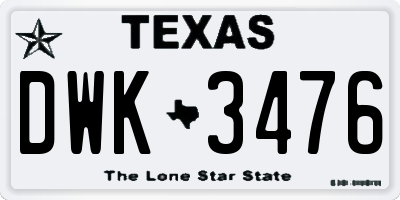 TX license plate DWK3476