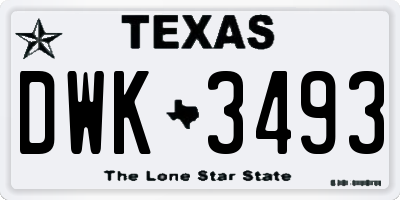 TX license plate DWK3493