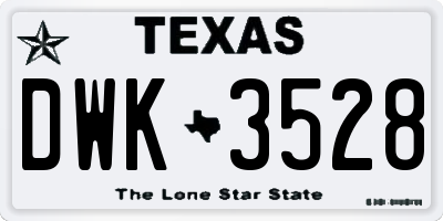 TX license plate DWK3528
