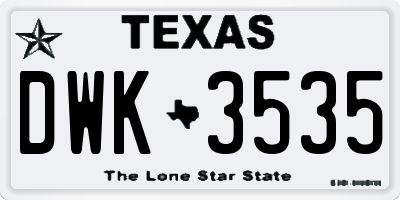 TX license plate DWK3535