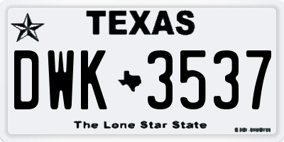 TX license plate DWK3537
