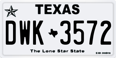 TX license plate DWK3572