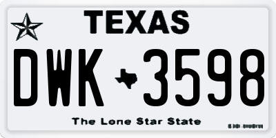 TX license plate DWK3598