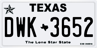 TX license plate DWK3652
