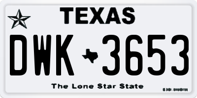 TX license plate DWK3653
