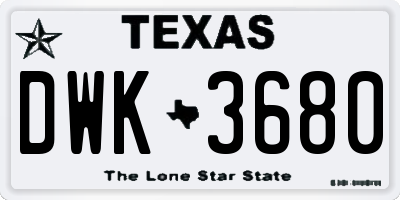 TX license plate DWK3680