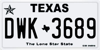 TX license plate DWK3689