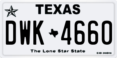 TX license plate DWK4660