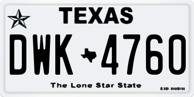 TX license plate DWK4760