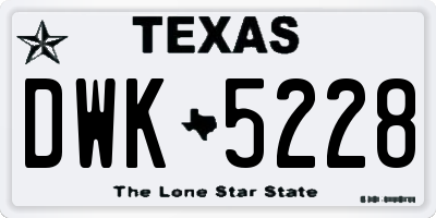 TX license plate DWK5228