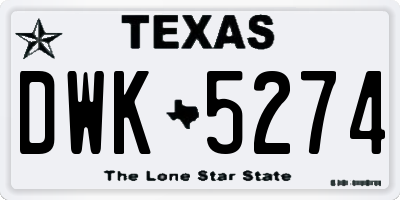 TX license plate DWK5274