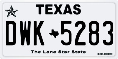 TX license plate DWK5283