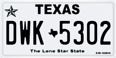 TX license plate DWK5302