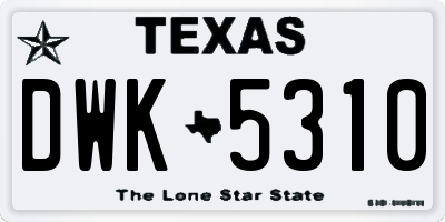TX license plate DWK5310
