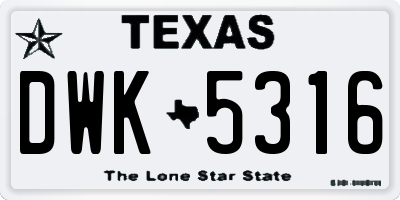 TX license plate DWK5316