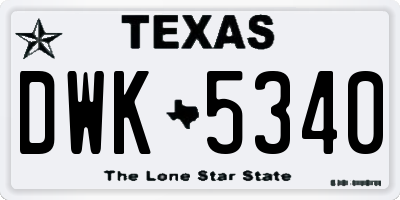 TX license plate DWK5340