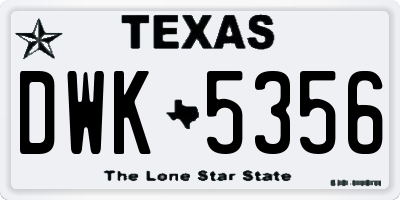 TX license plate DWK5356