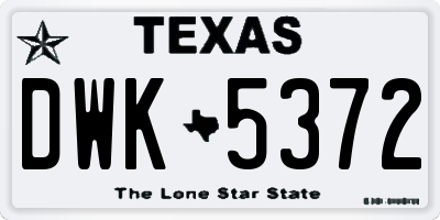 TX license plate DWK5372