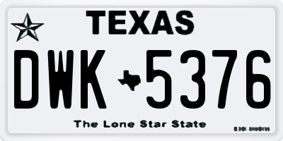 TX license plate DWK5376