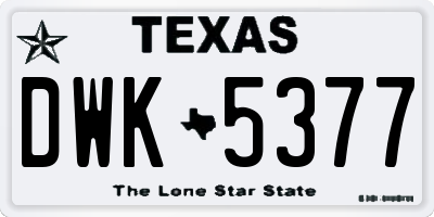 TX license plate DWK5377