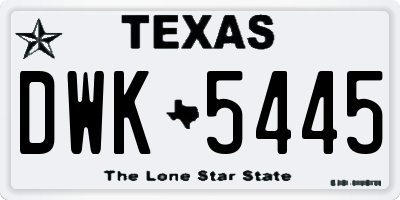 TX license plate DWK5445