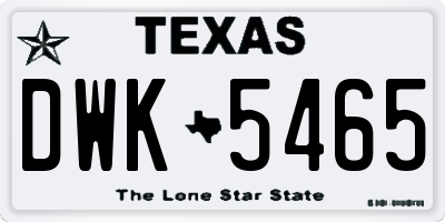 TX license plate DWK5465