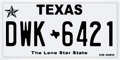 TX license plate DWK6421
