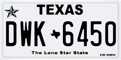TX license plate DWK6450