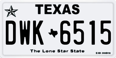 TX license plate DWK6515