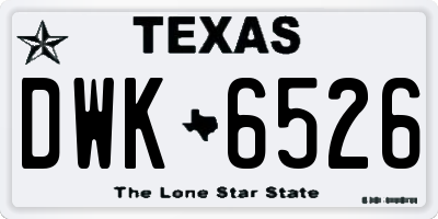TX license plate DWK6526