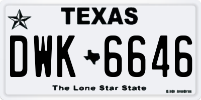 TX license plate DWK6646